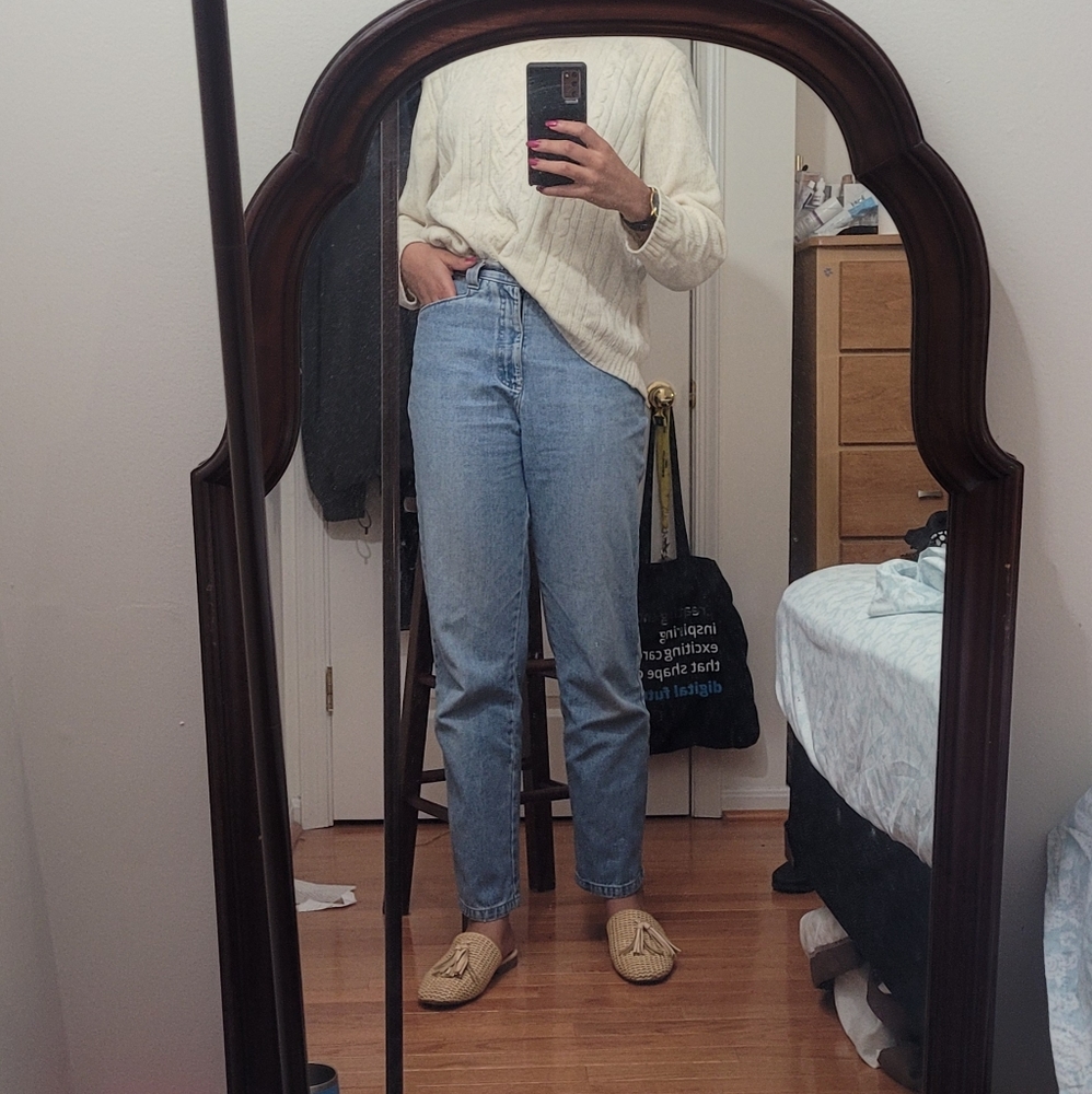 Cream white mock neck Alfred Dunner jumper